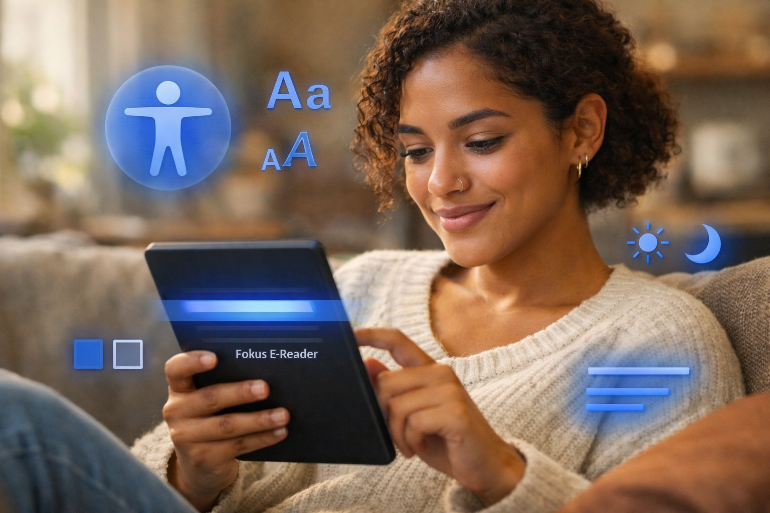 Fokus accessible e-reader with built-in accessibility features